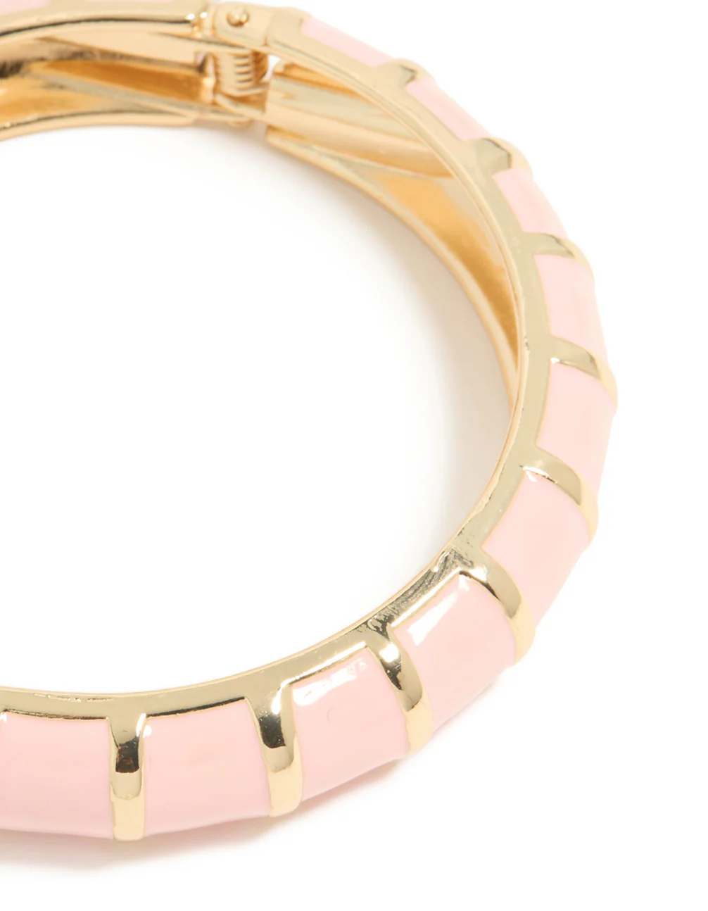 Gold Pink Enamel Stripe Bangle - Image 3