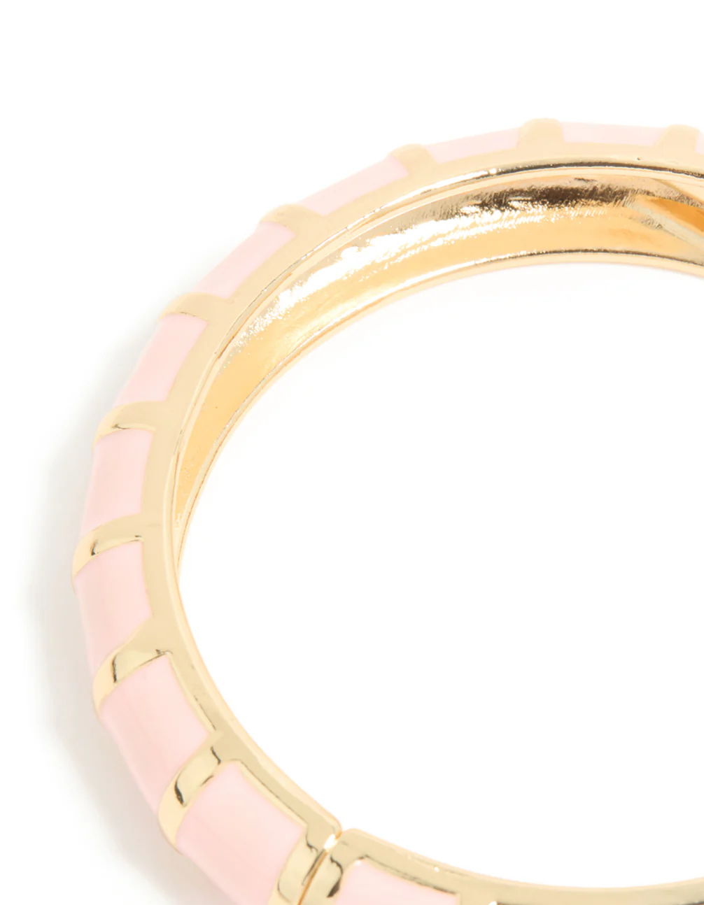 Gold Pink Enamel Stripe Bangle - Image 4