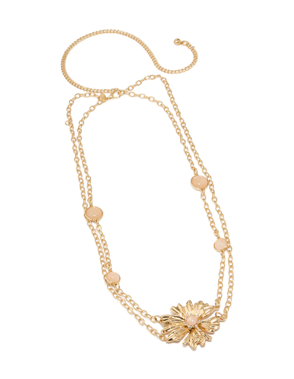Gold Pink Gem Flower Layered Belt - Image 2