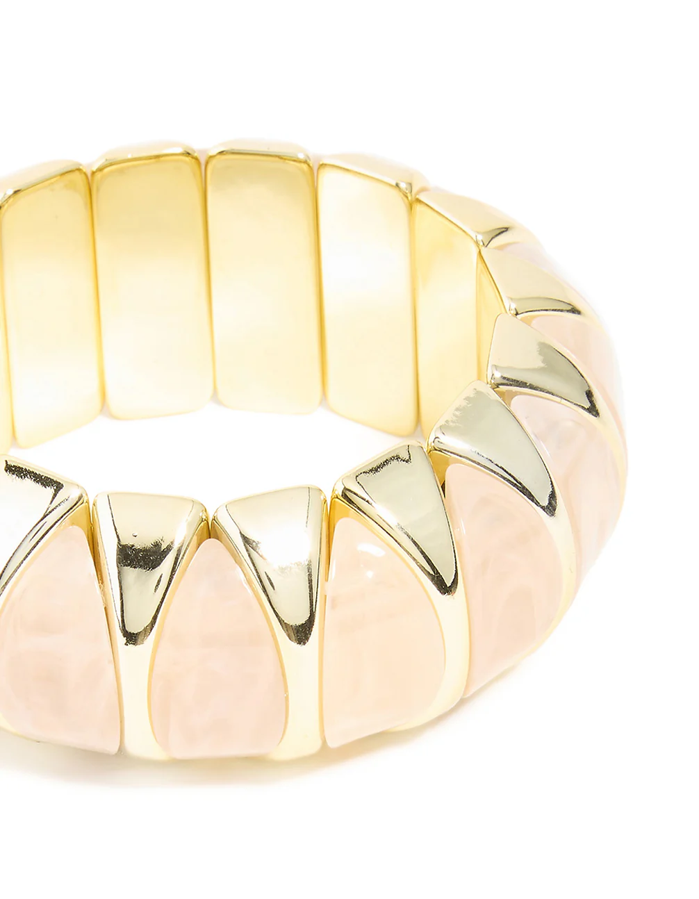 Gold Pink Marble Stone Stretch Bracelet - Image 2