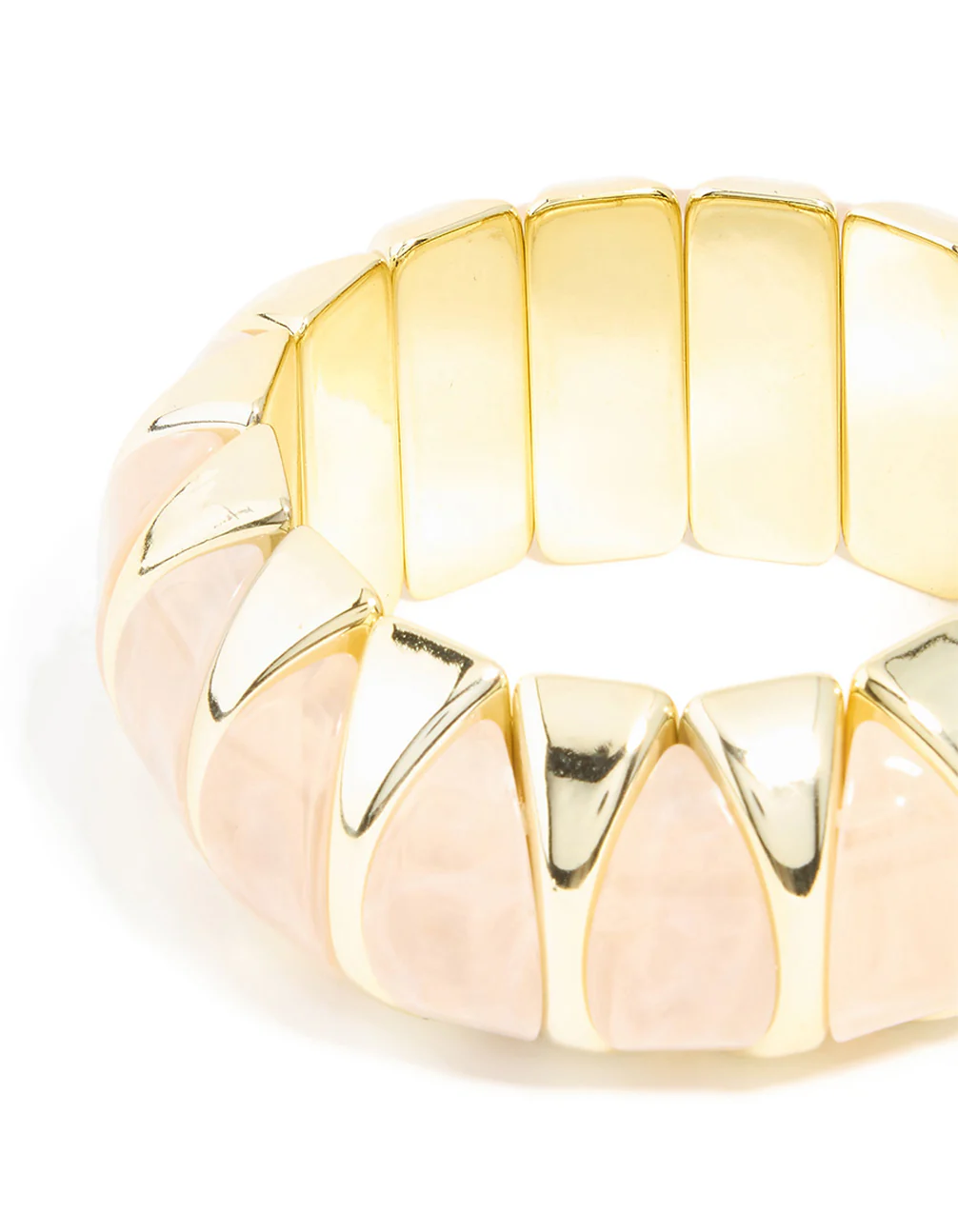 Gold Pink Marble Stone Stretch Bracelet - Image 3