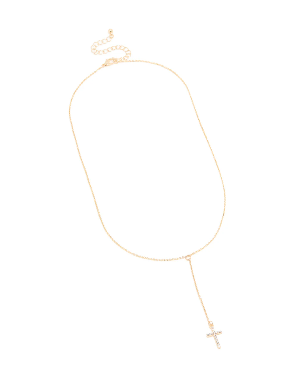 Gold Plain Cross Y-Necklace - Image 2