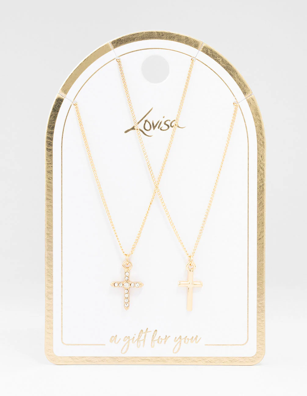 Gold Plain & Diamante Cross Necklace 2-Pack - Image 3