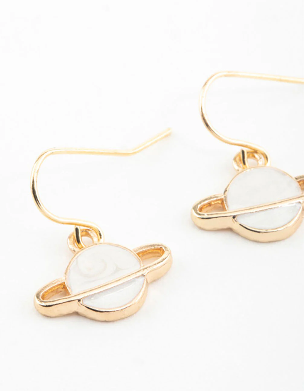 Gold Planet Hook Earrings - Image 2