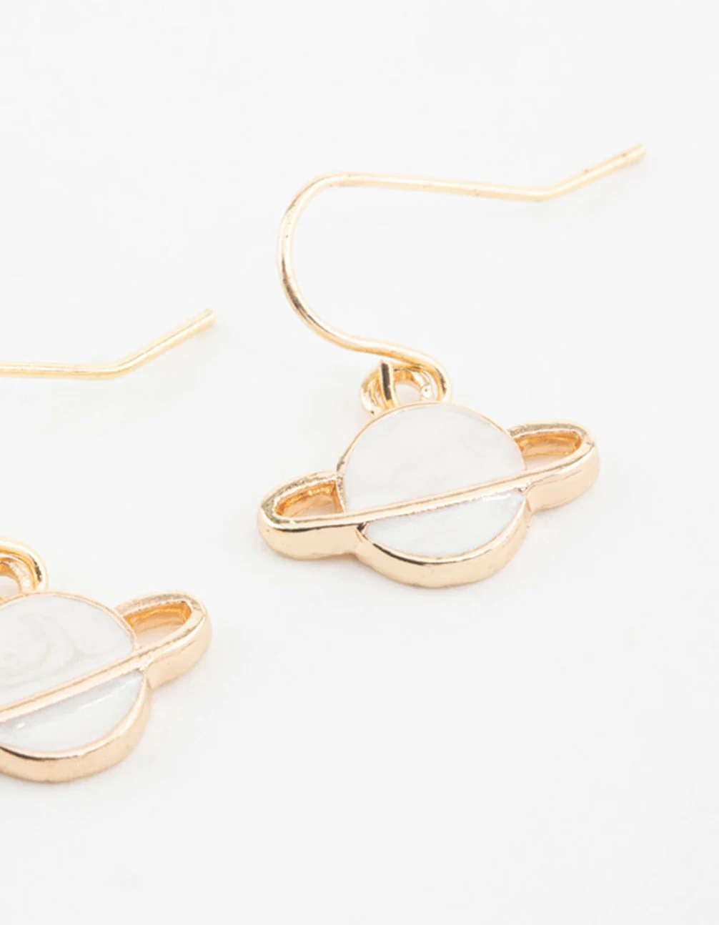 Gold Planet Hook Earrings - Image 3