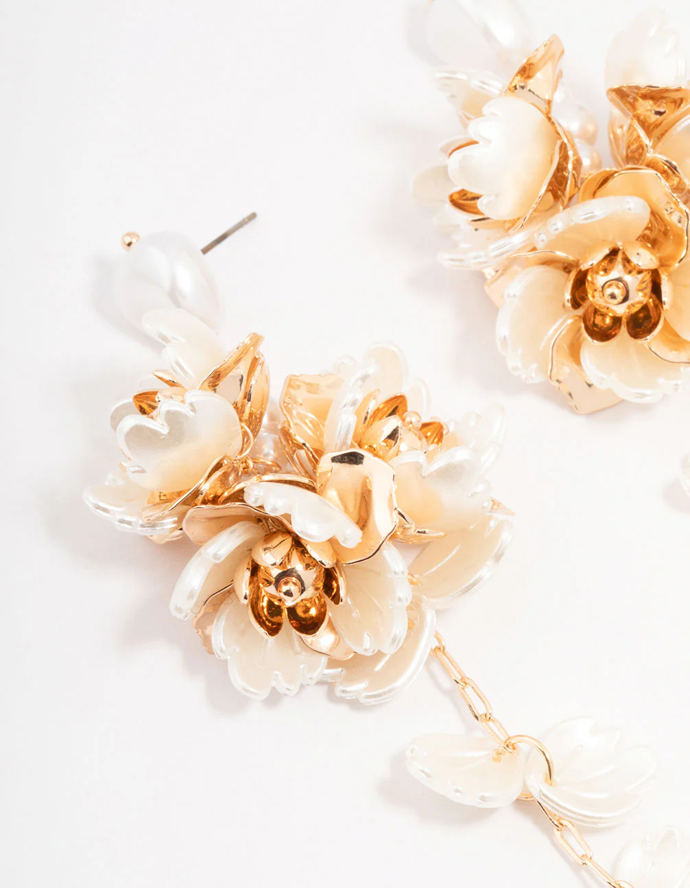 Gold  Floral Drop Earrings - Image 2