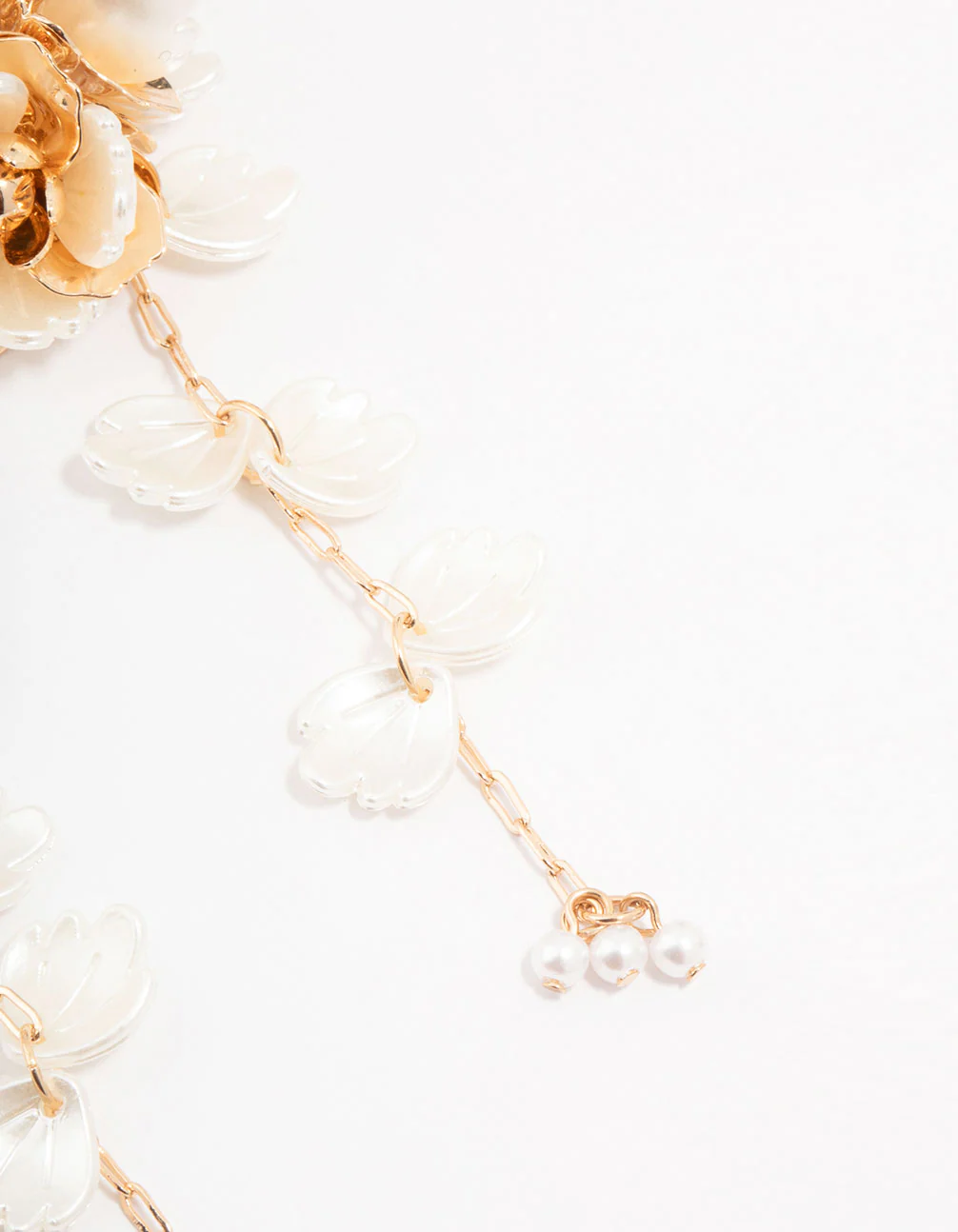 Gold  Floral Drop Earrings - Image 3