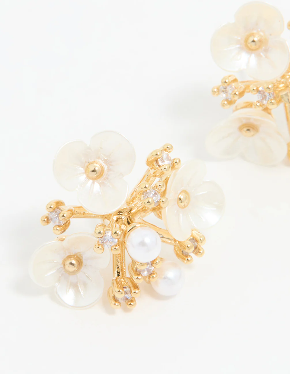 Gold Plated Acrylic Flower Cluster Earrings - Image 4