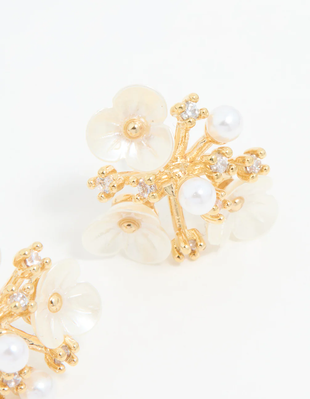 Gold Plated Acrylic Flower Cluster Earrings - Image 5