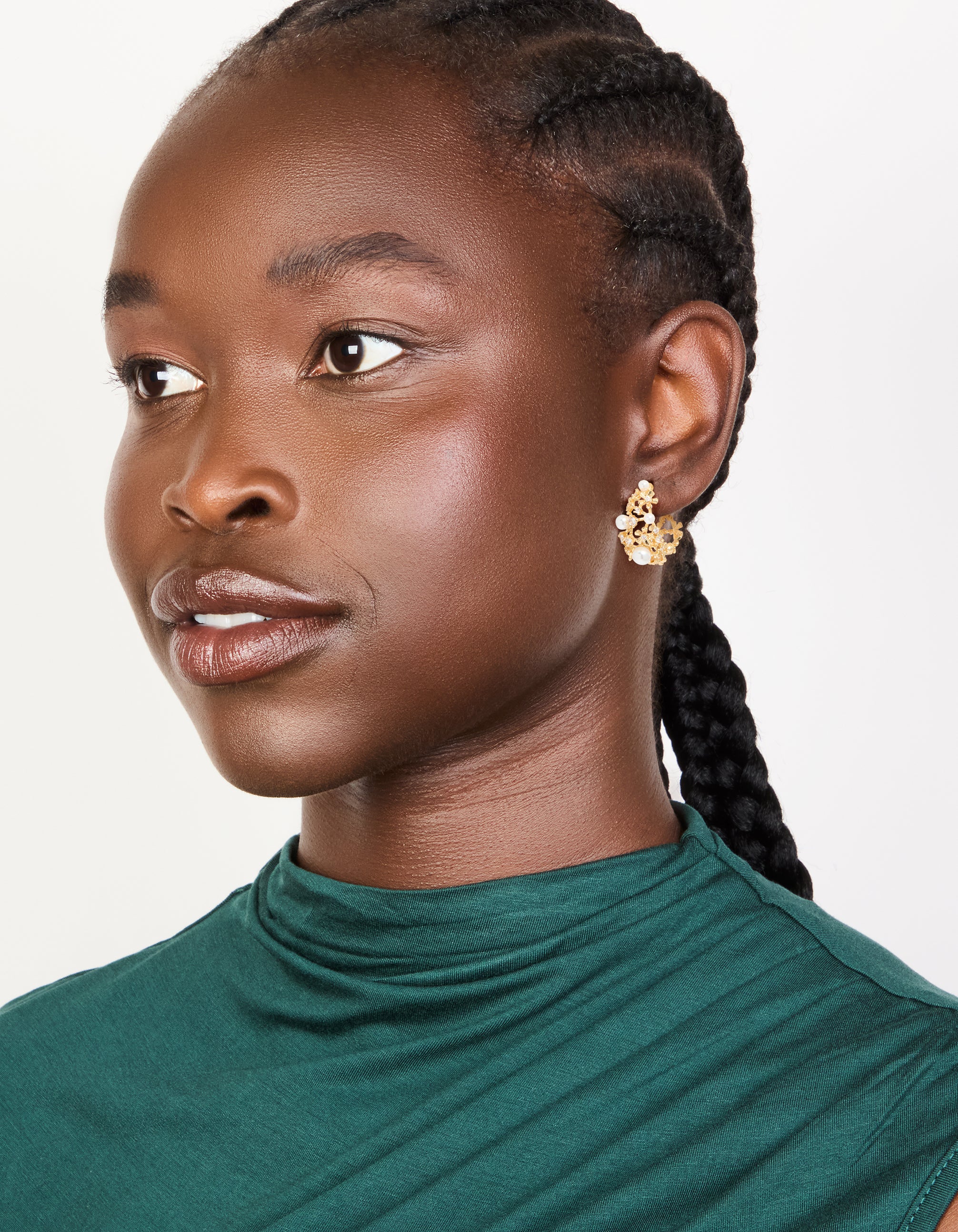 Gold Plated Acrylic Flower Graduating Huggie Earrings - Image 3