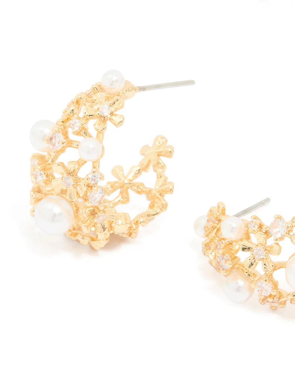 Gold Plated Acrylic Flower Graduating Huggie Earrings - Image 4