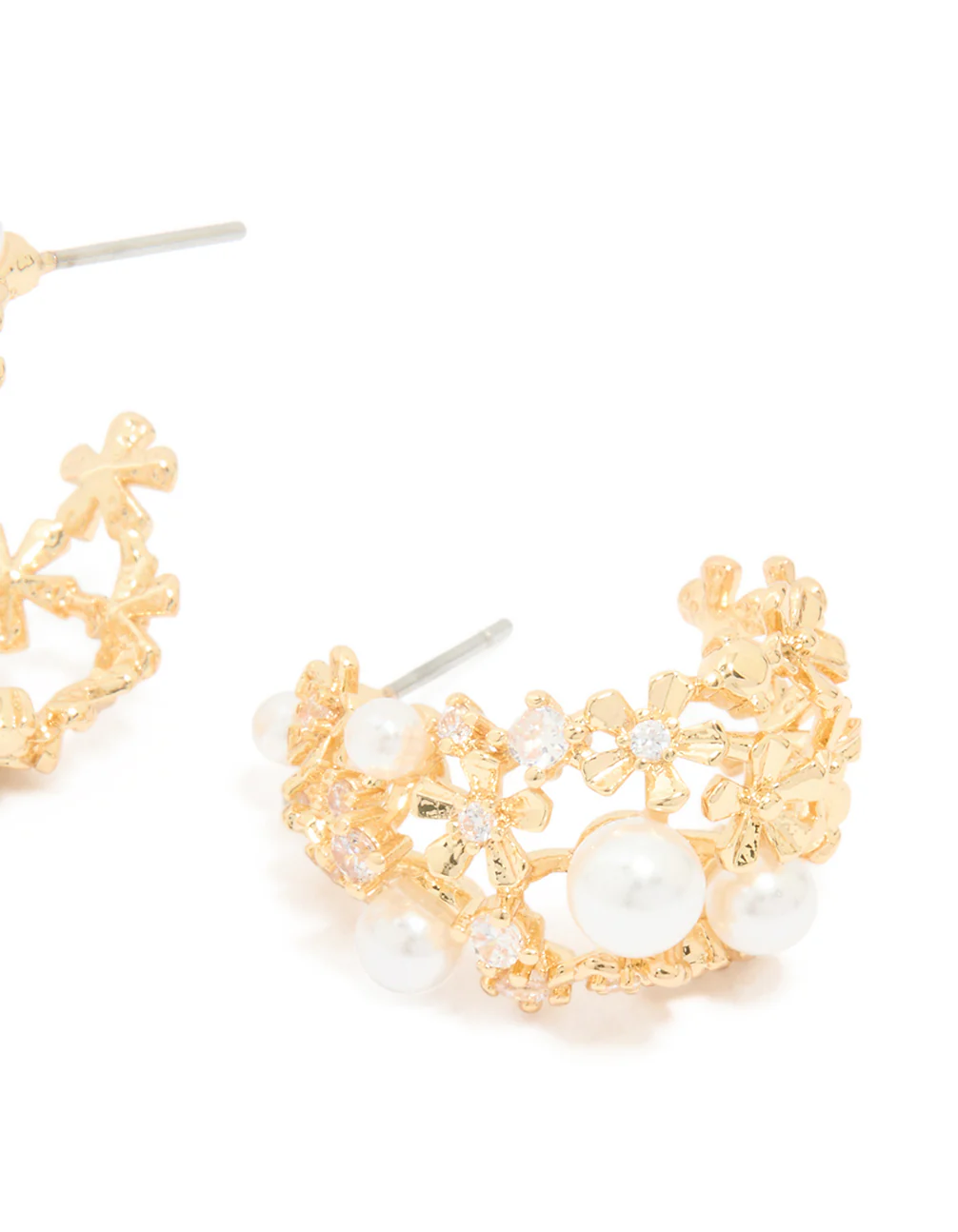 Gold Plated Acrylic Flower Graduating Huggie Earrings - Image 5
