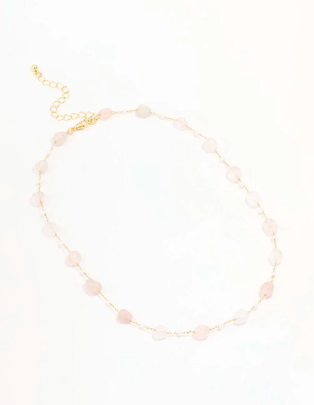 Gold Plated Alternating Semi Precious & Pearl Necklace - Image 2