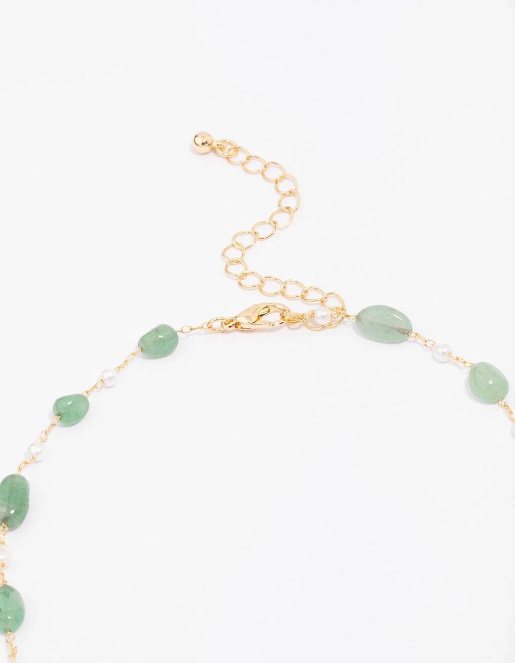 Gold Plated Alternating Semi-Precious Stone Chain Necklace - Image 3
