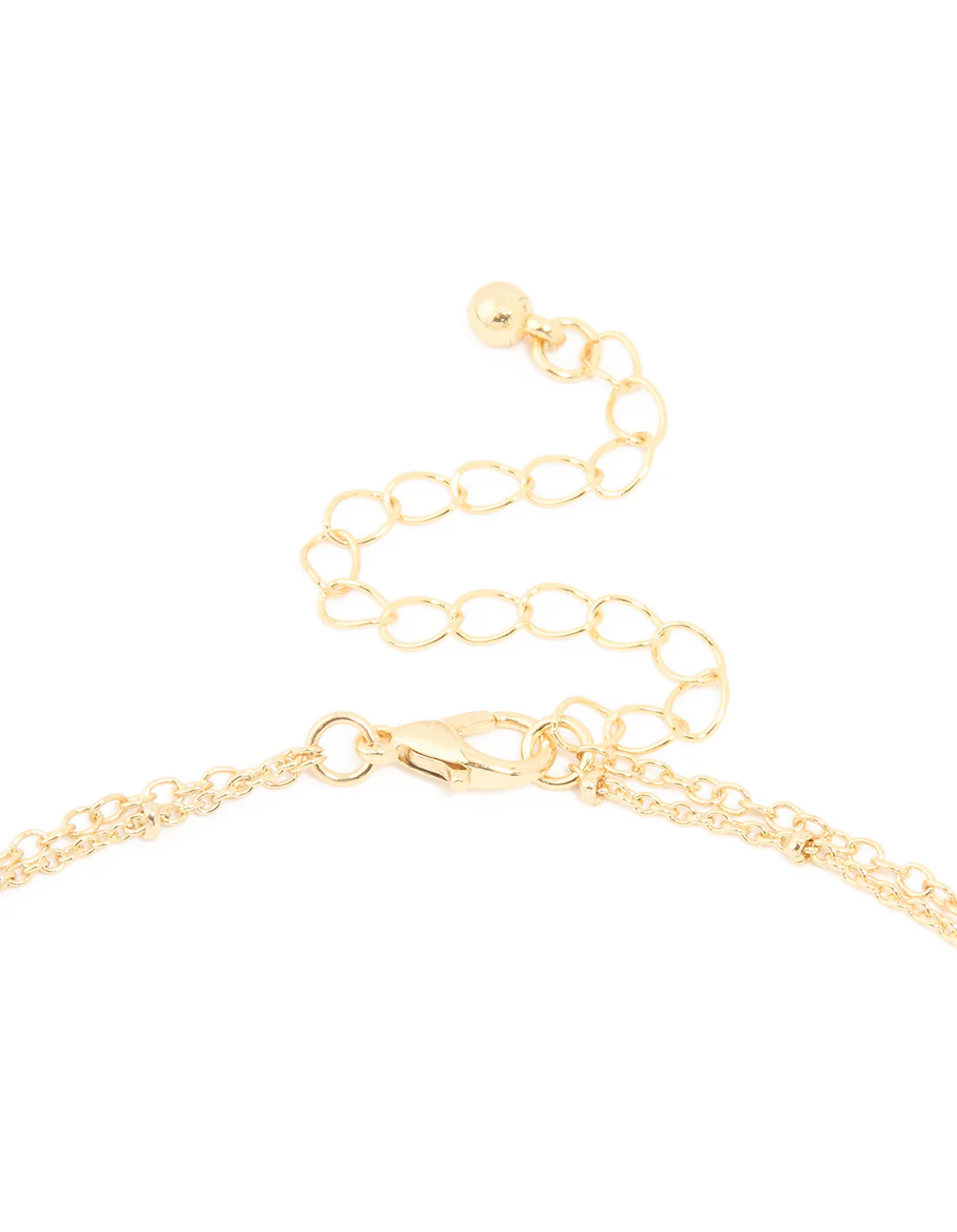 Gold Plated Aqua Beaded Semi Precious Stone & Disc Layered Necklace - Image 3