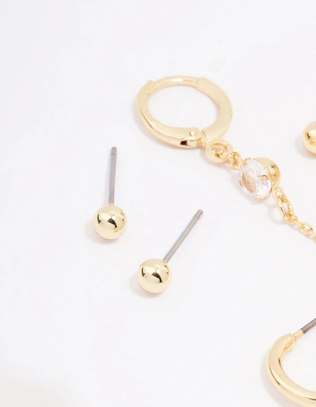 Gold Plated Baguette Hoop Chain Earring 3-Pack - Image 2