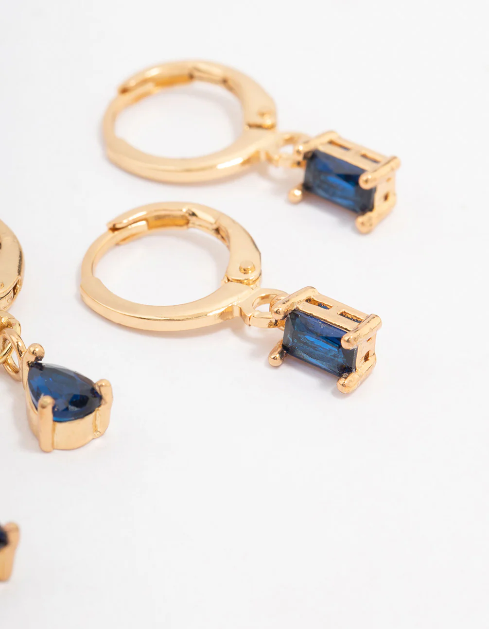 Gold Plated Brass Baguette Pear Hoop Earring 3-Pack - Image 3