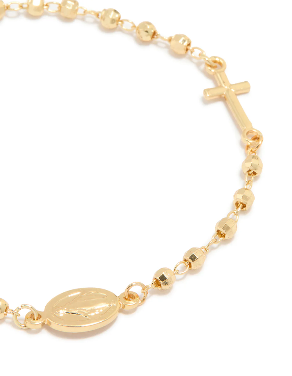 Gold Plated Ball Chain Cross & Mary Bracelet - Image 2