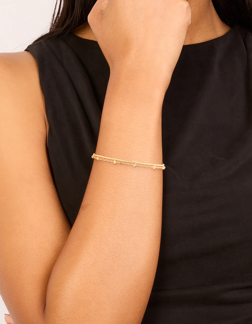 Gold Plated Ball Layered Bracelet - Image 2