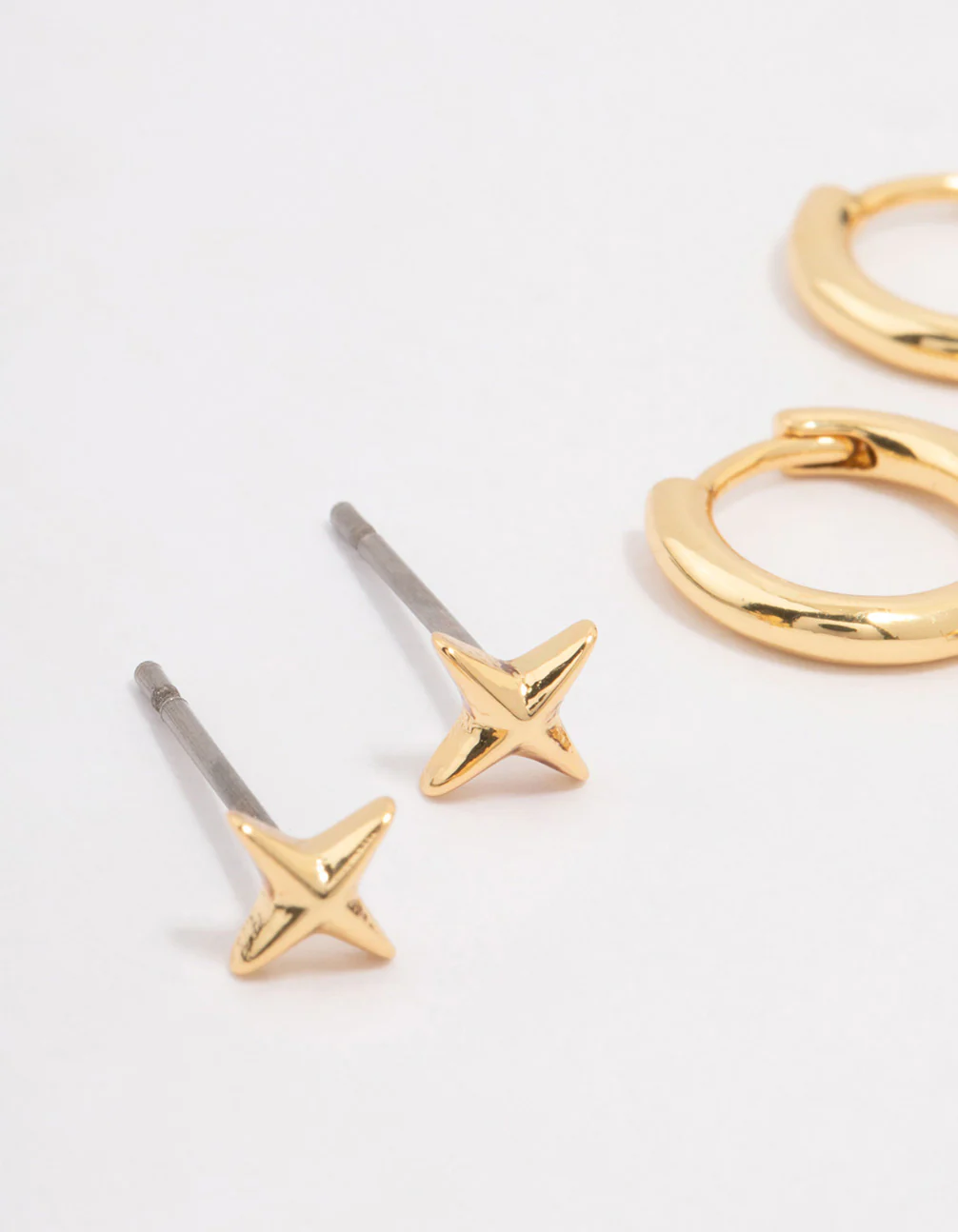 Gold Plated Brass Barbie Baguette Hoop Earring 3-Pack - Image 2