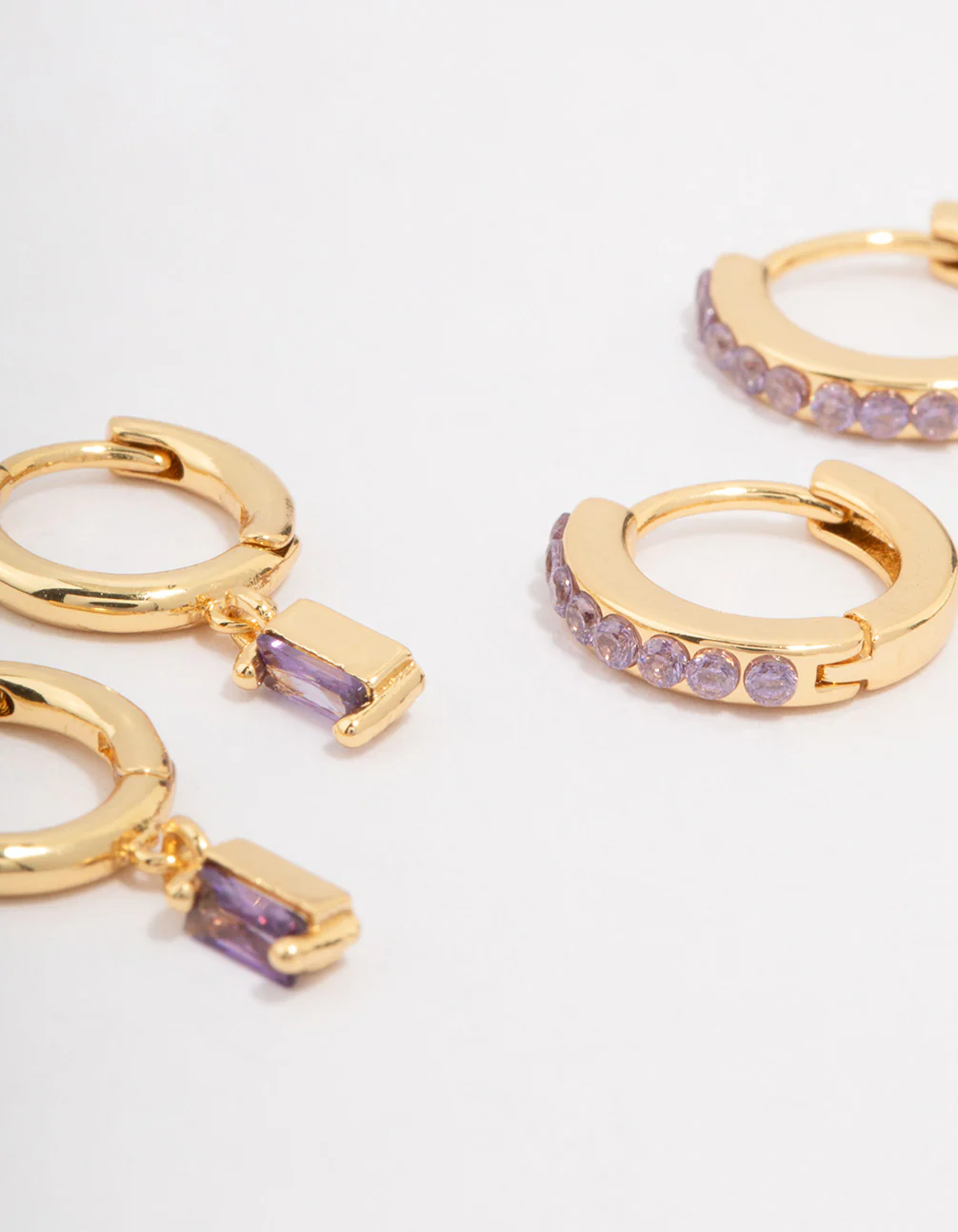 Gold Plated Brass Barbie Baguette Hoop Earring 3-Pack - Image 3
