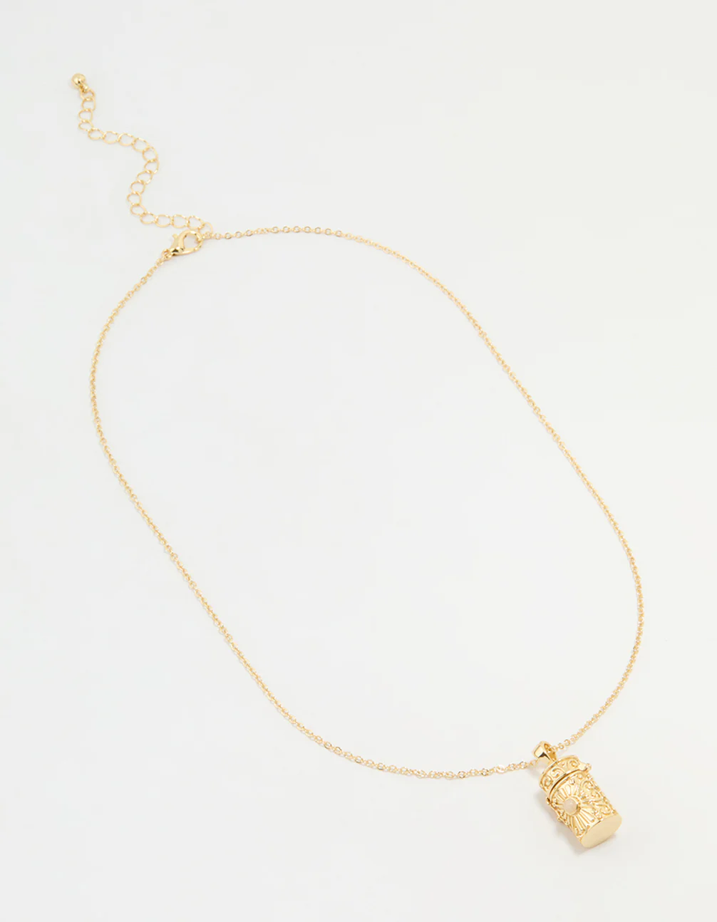 Gold Plated Barrel Pendant Necklace - Image 2