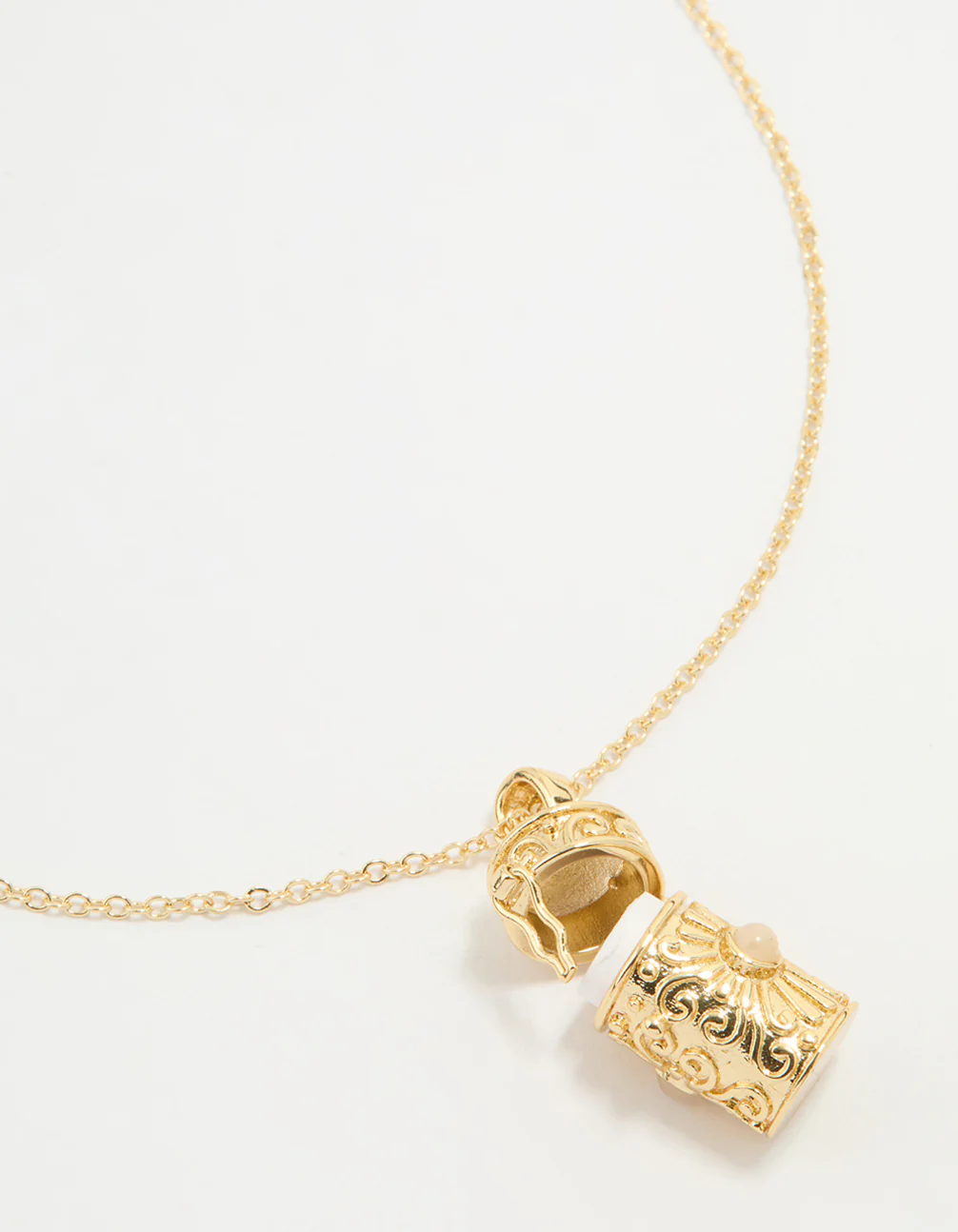 Gold Plated Barrel Pendant Necklace - Image 3