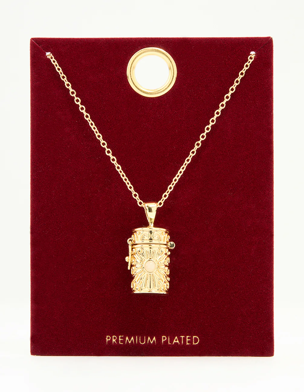 Gold Plated Barrel Pendant Necklace - Image 4