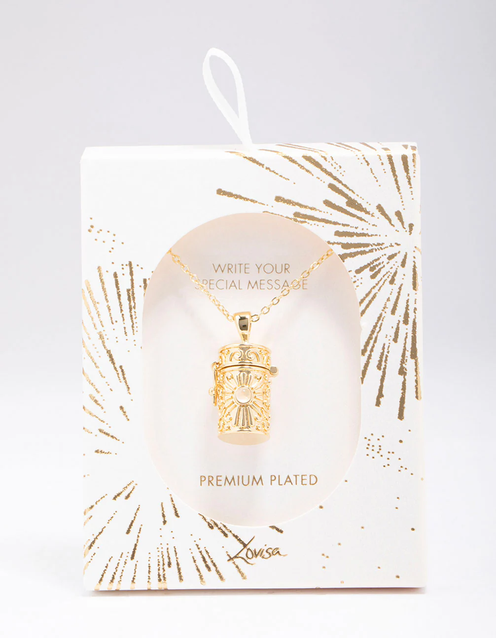 Gold Plated Barrel Locket Pendant Necklace - Image 2