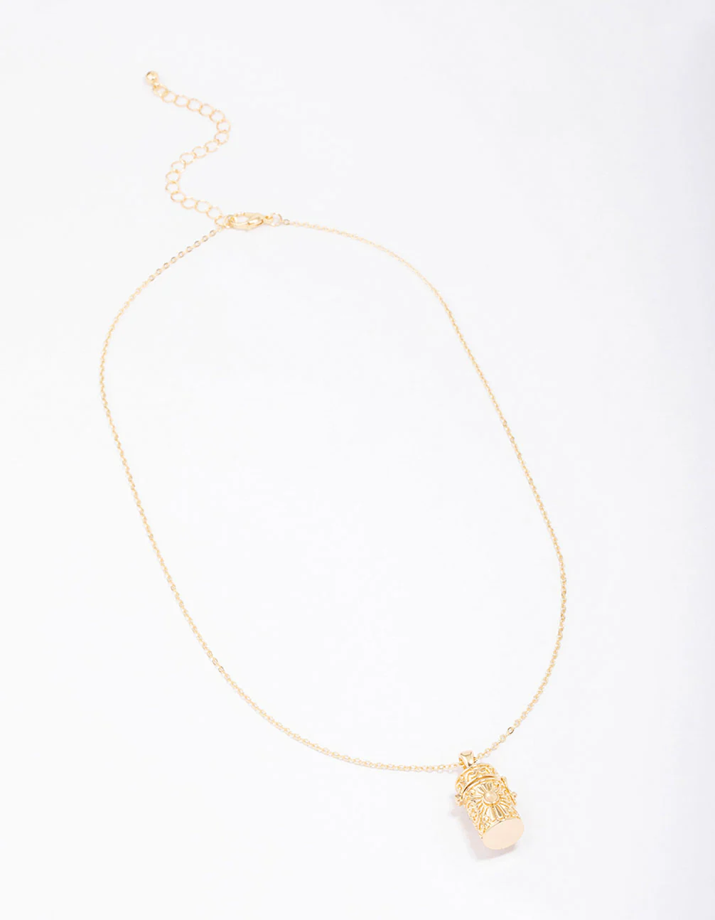 Gold Plated Barrel Locket Pendant Necklace - Image 3