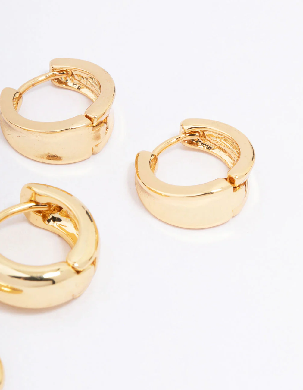 Gold Plated Basic Huggie Hoop Earring 3-Pack - Image 3
