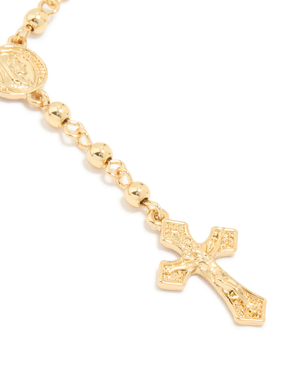 Gold Plated Beaded Cross Lariat Bracelet - Image 2