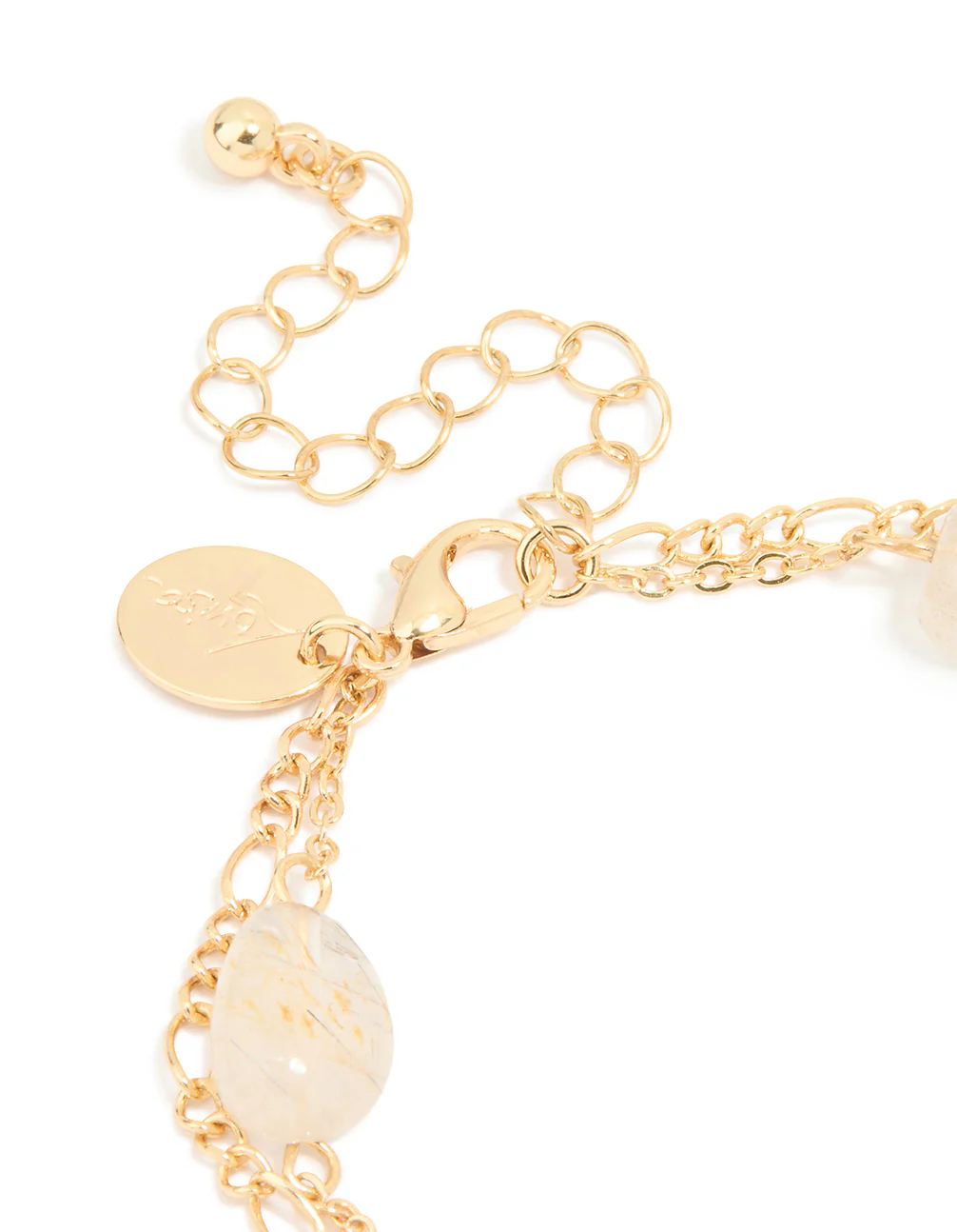 Gold Plated Beaded Semi Precious Stone & Disc Layered Bracelet - Image 5