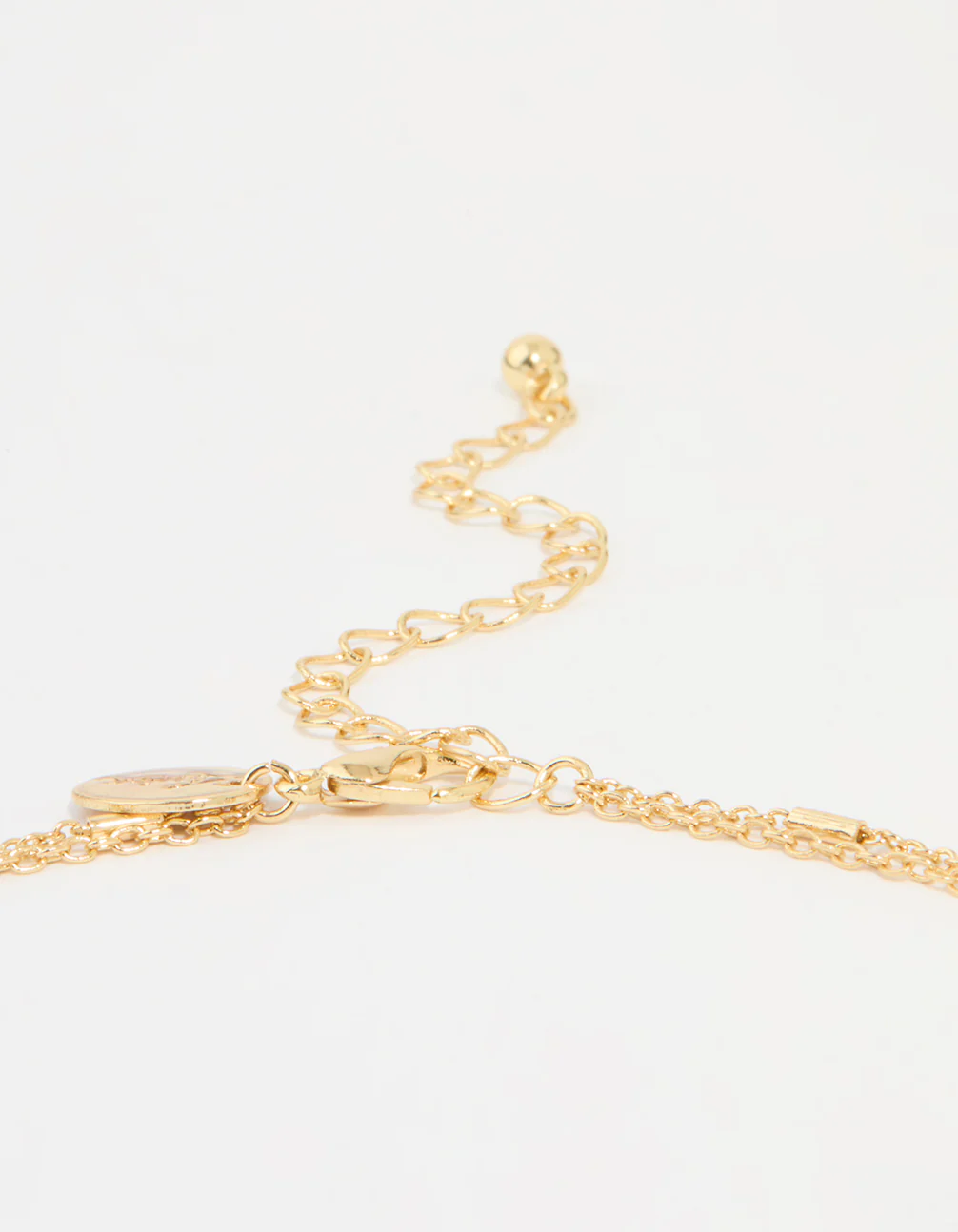 Gold Plated Bezel Chain & Cross Layered Necklace - Image 3