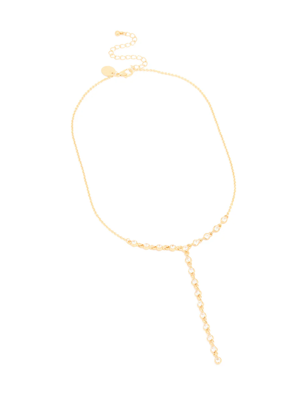 Gold Plated Bezel Cubic Zirconia Y-Necklace - Image 4