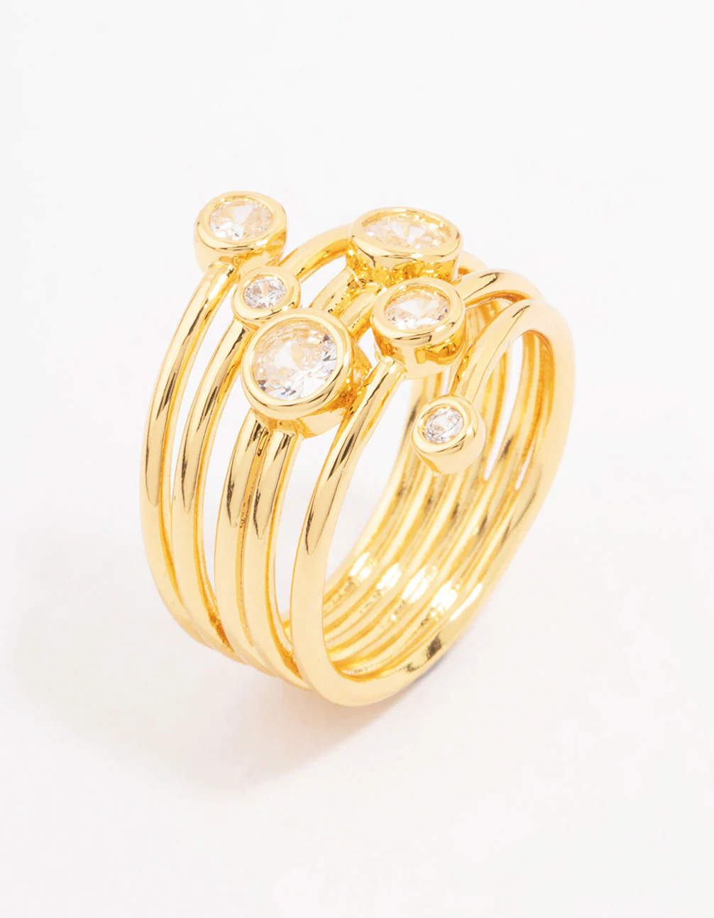 Gold Plated Bezel Layered Coil Ring - Image 2