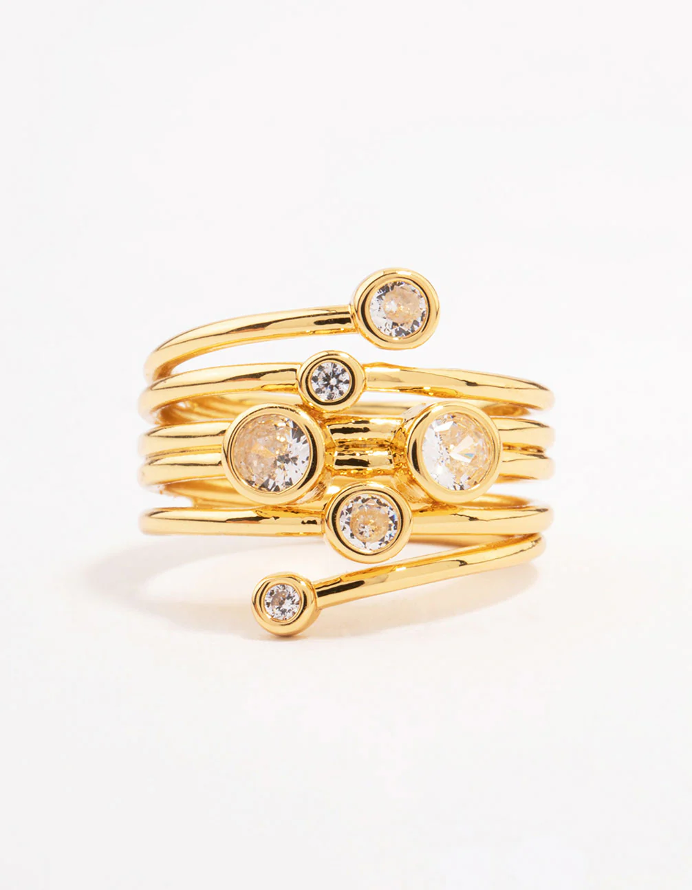 Gold Plated Bezel Layered Coil Ring - Image 3