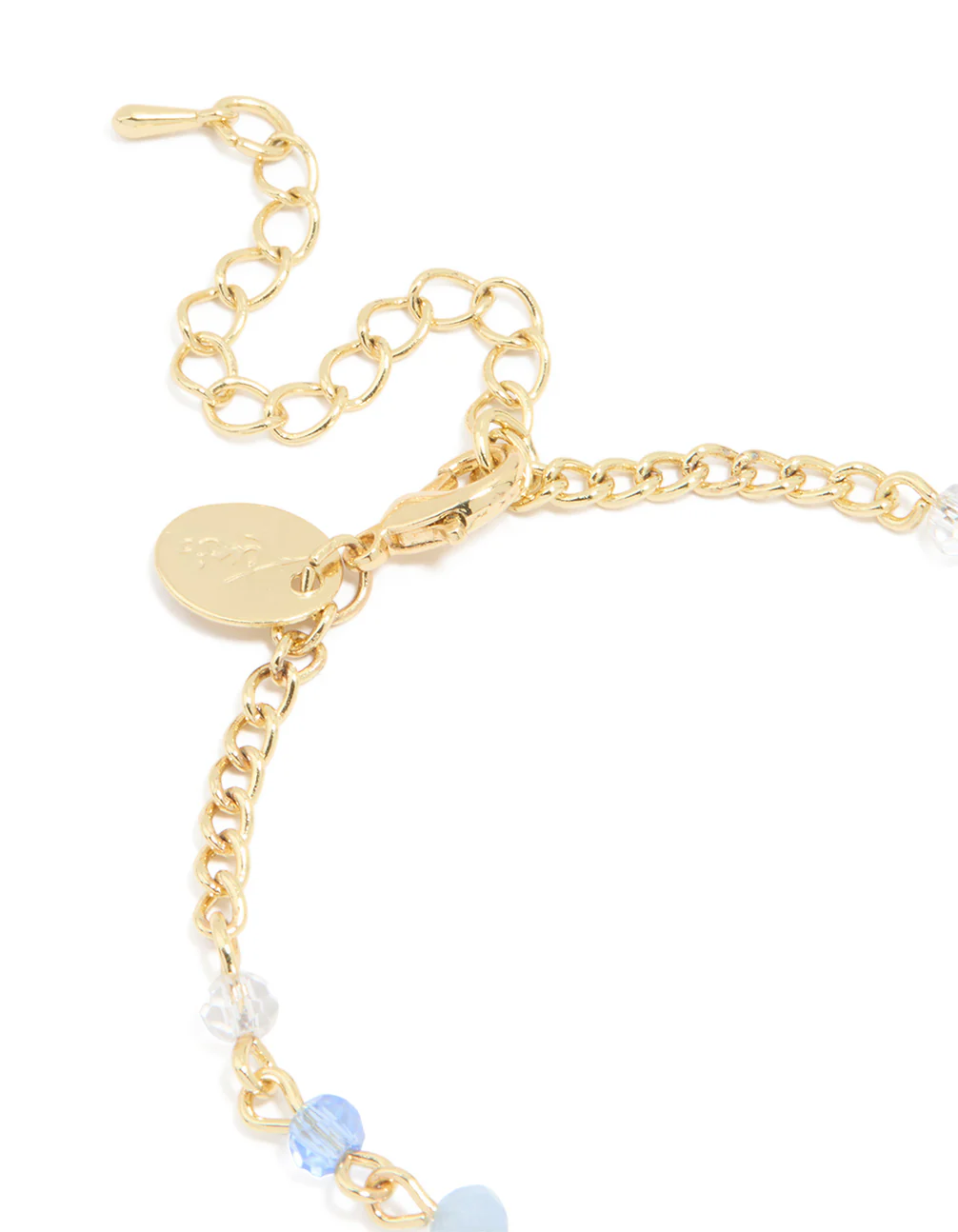Gold Plated Blue Beaded Cross Bracelet - Image 3