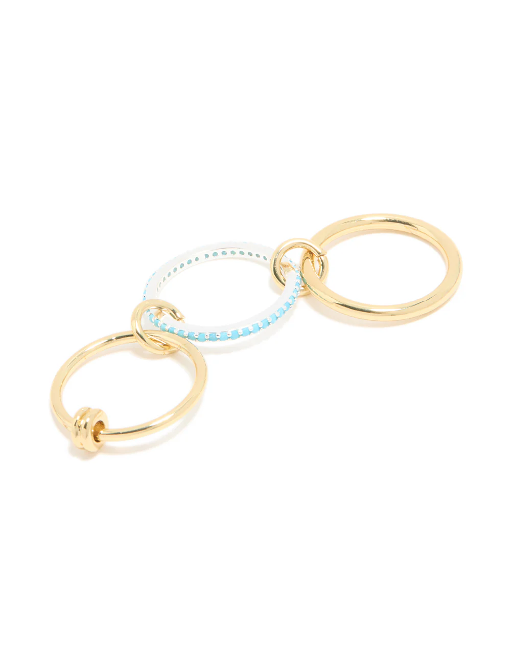 Gold Plated & Blue Coated Metal Stacked Ring - Image 2