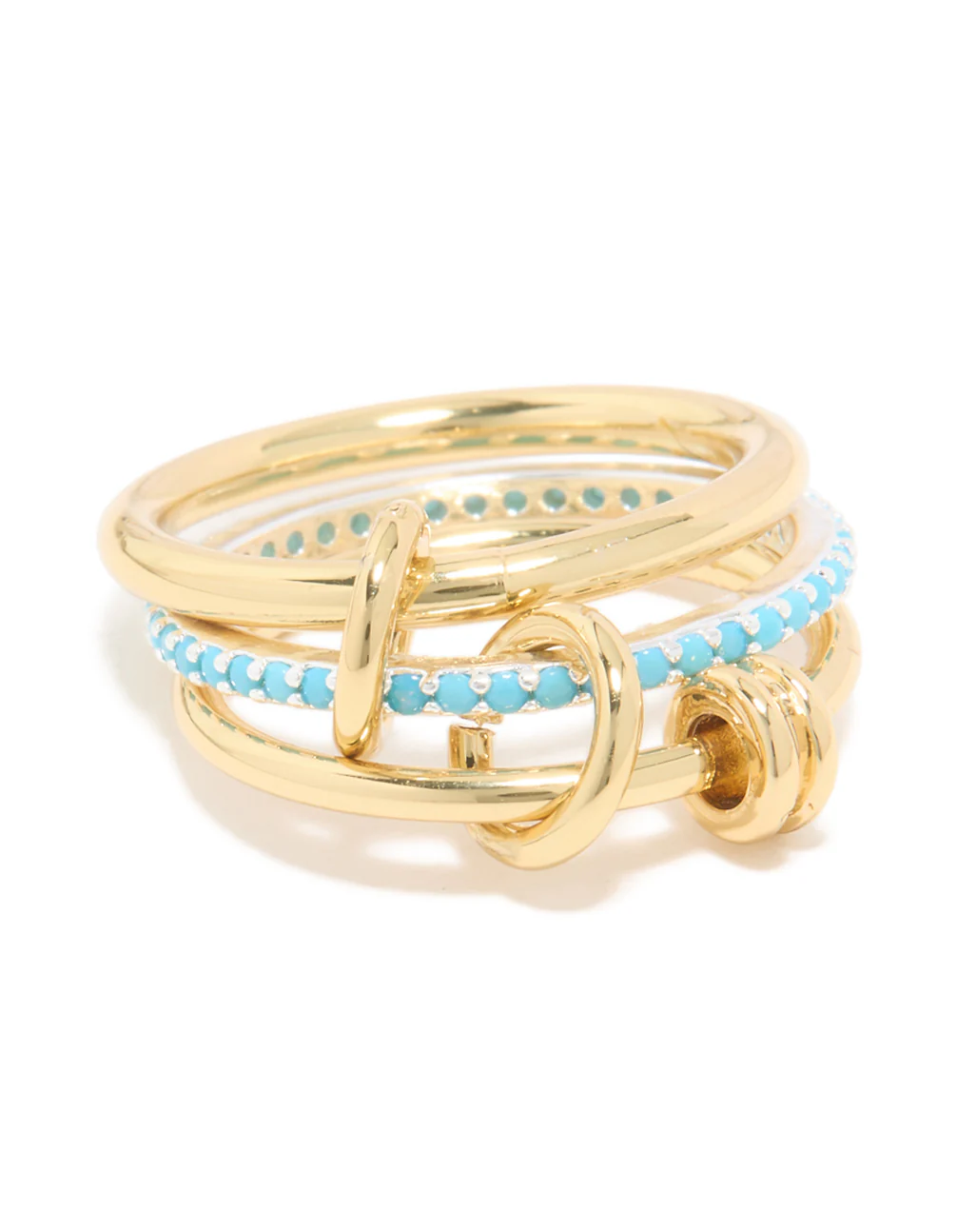 Gold Plated & Blue Coated Metal Stacked Ring - Image 3