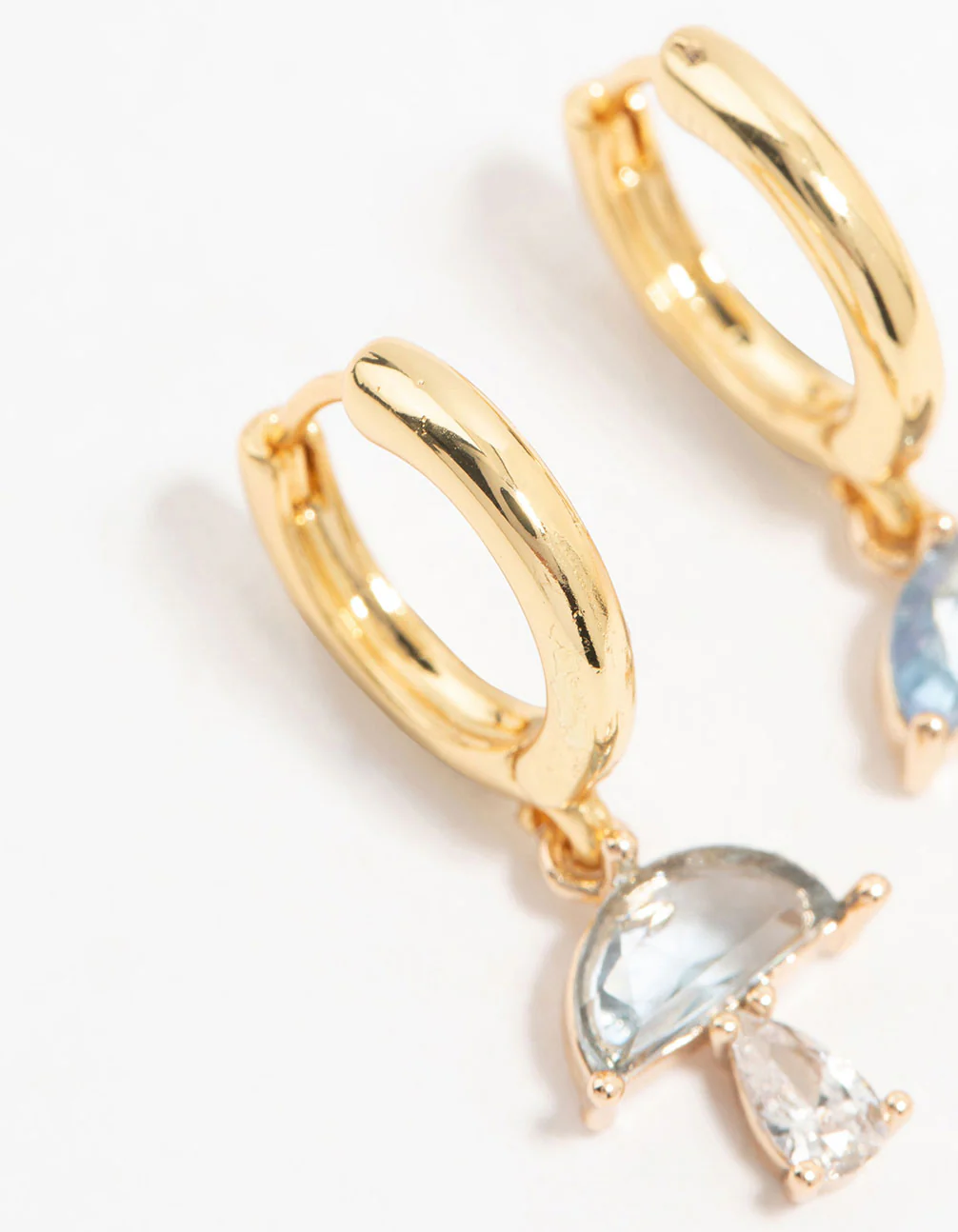 Gold Plated Blue Cubic Zirconia Mushroom Huggie Earrings - Image 4