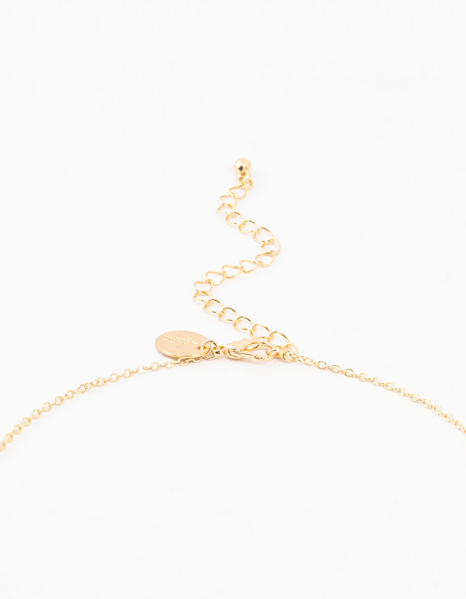 Gold Plated Blue Diamante Edge Mary Necklace - Image 3