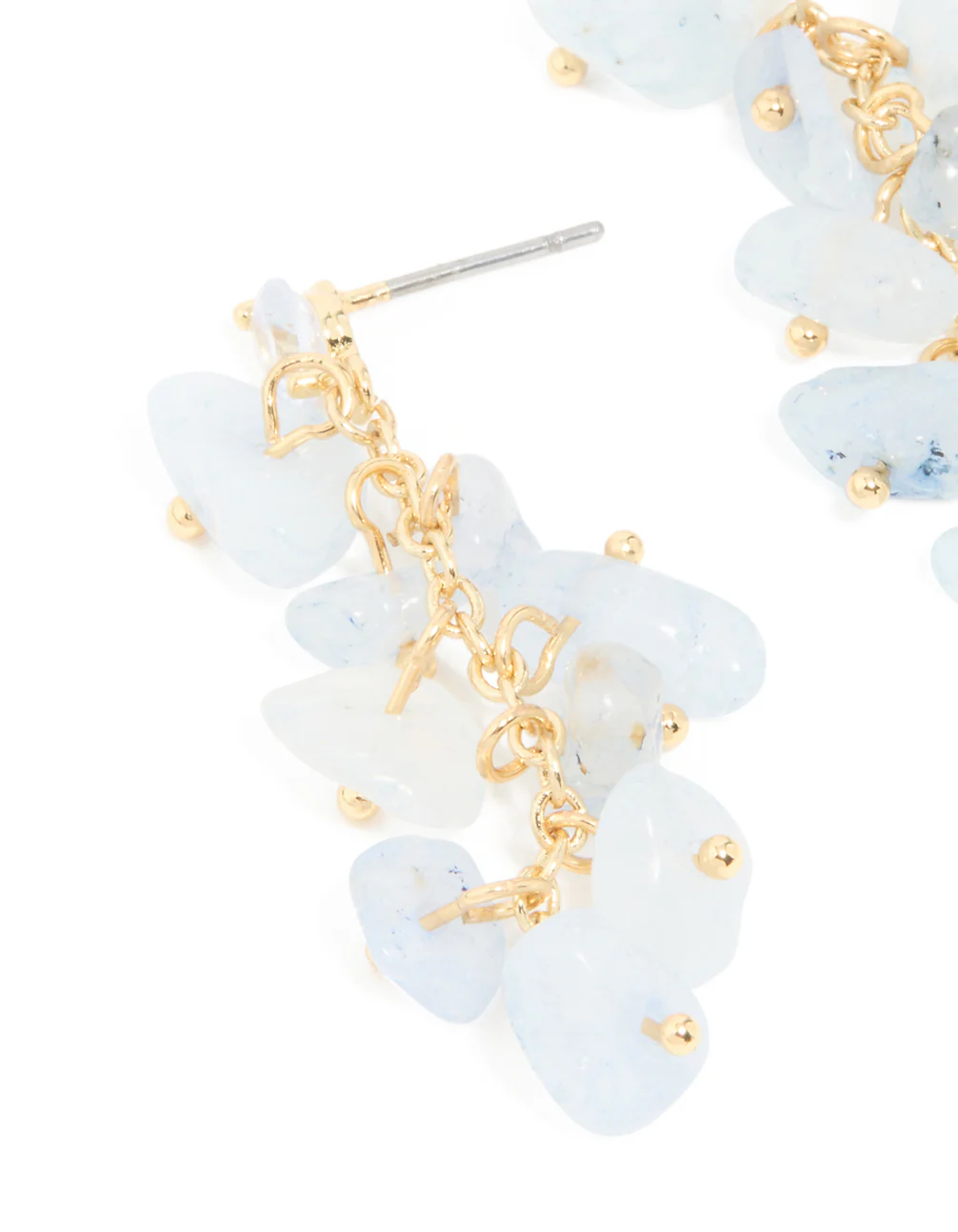 Gold Plated Blue Semi Precious Stone Cubic Zirconia Drop Earrings - Image 2