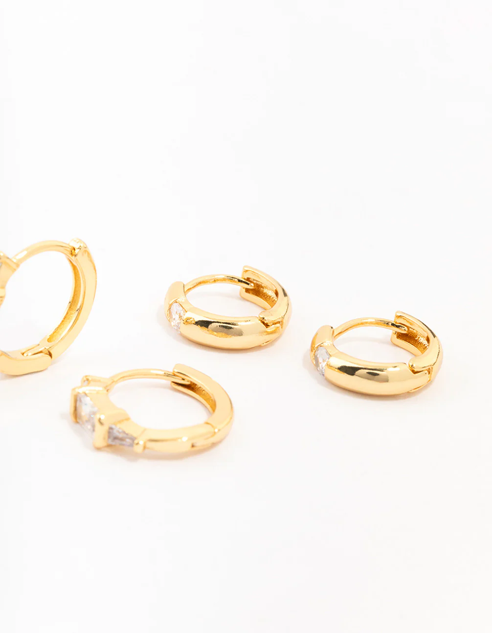 Gold Plated Brass Boho Baguette Earring 3-Pack - Image 3