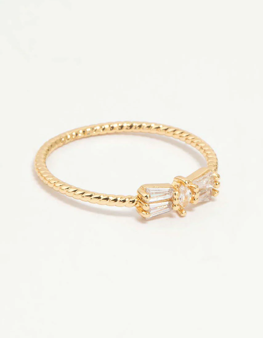 Gold Plated Bow & Mini Heart Stacking Rings 3-Pack - Image 3