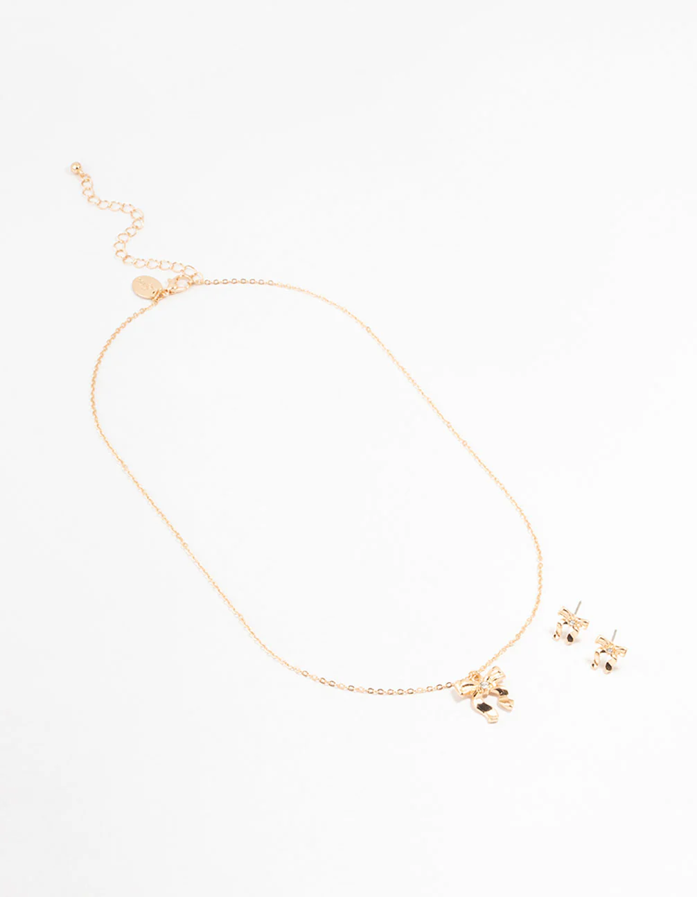 Gold Bows Necklace & Earring Set - Image 2