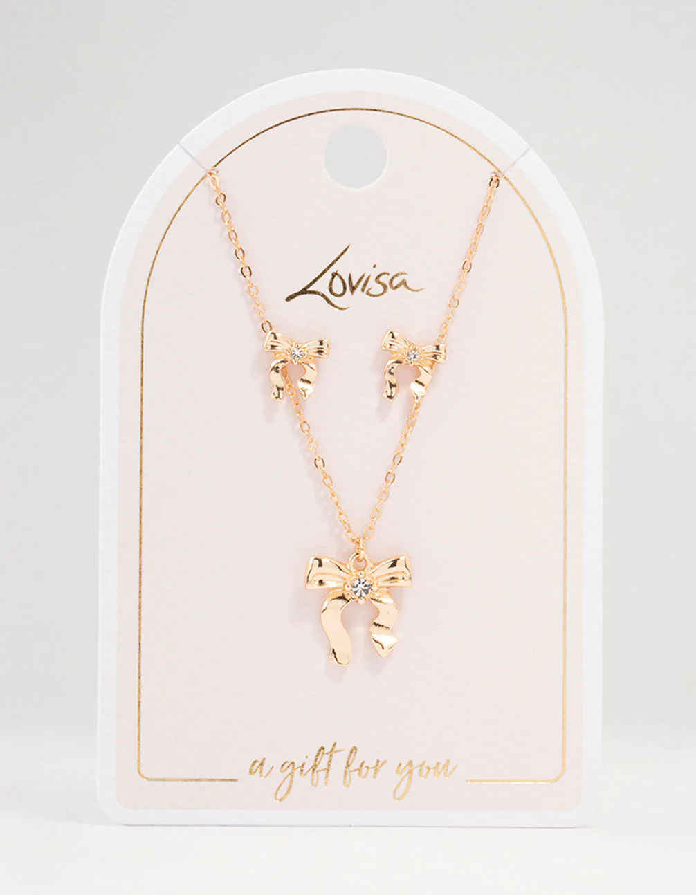 Gold Bows Necklace & Earring Set - Image 3