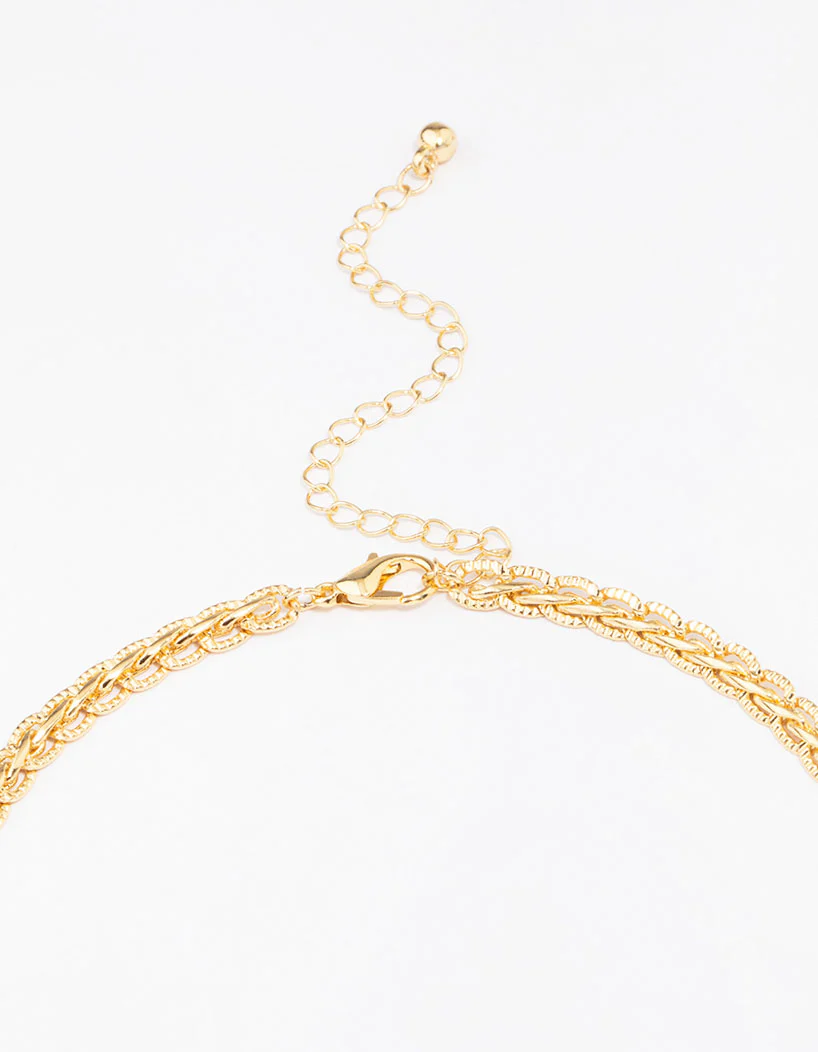 Gold Plated Braided Chain Necklace - Image 3