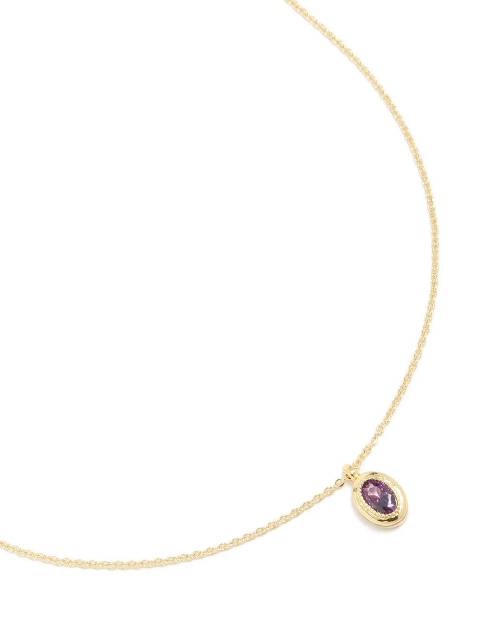 Gold Plated Brass Amethyst Cubic Zirconia February Birthstone Necklace - Image 2