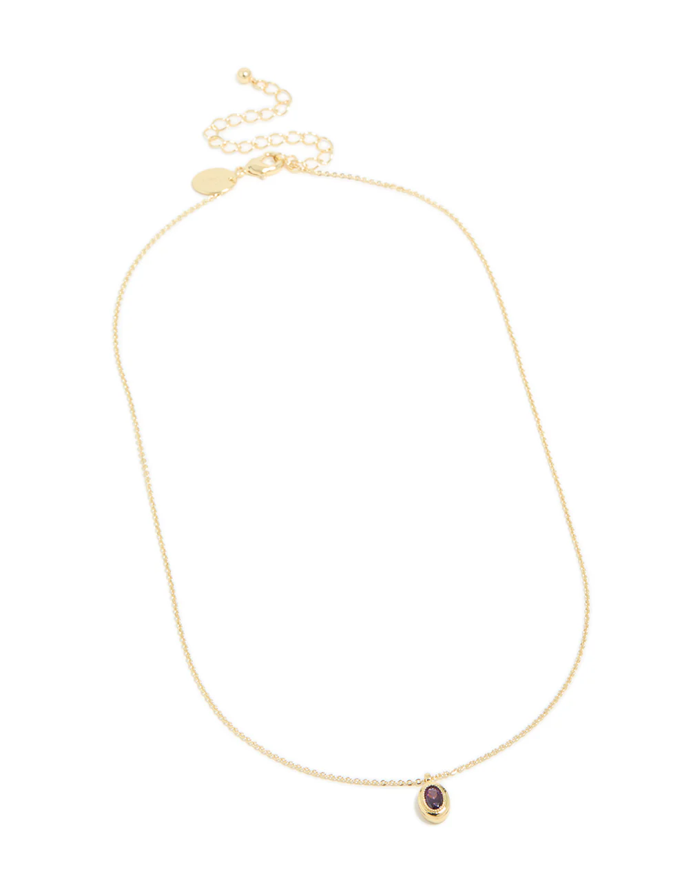 Gold Plated Brass Amethyst Cubic Zirconia February Birthstone Necklace - Image 4